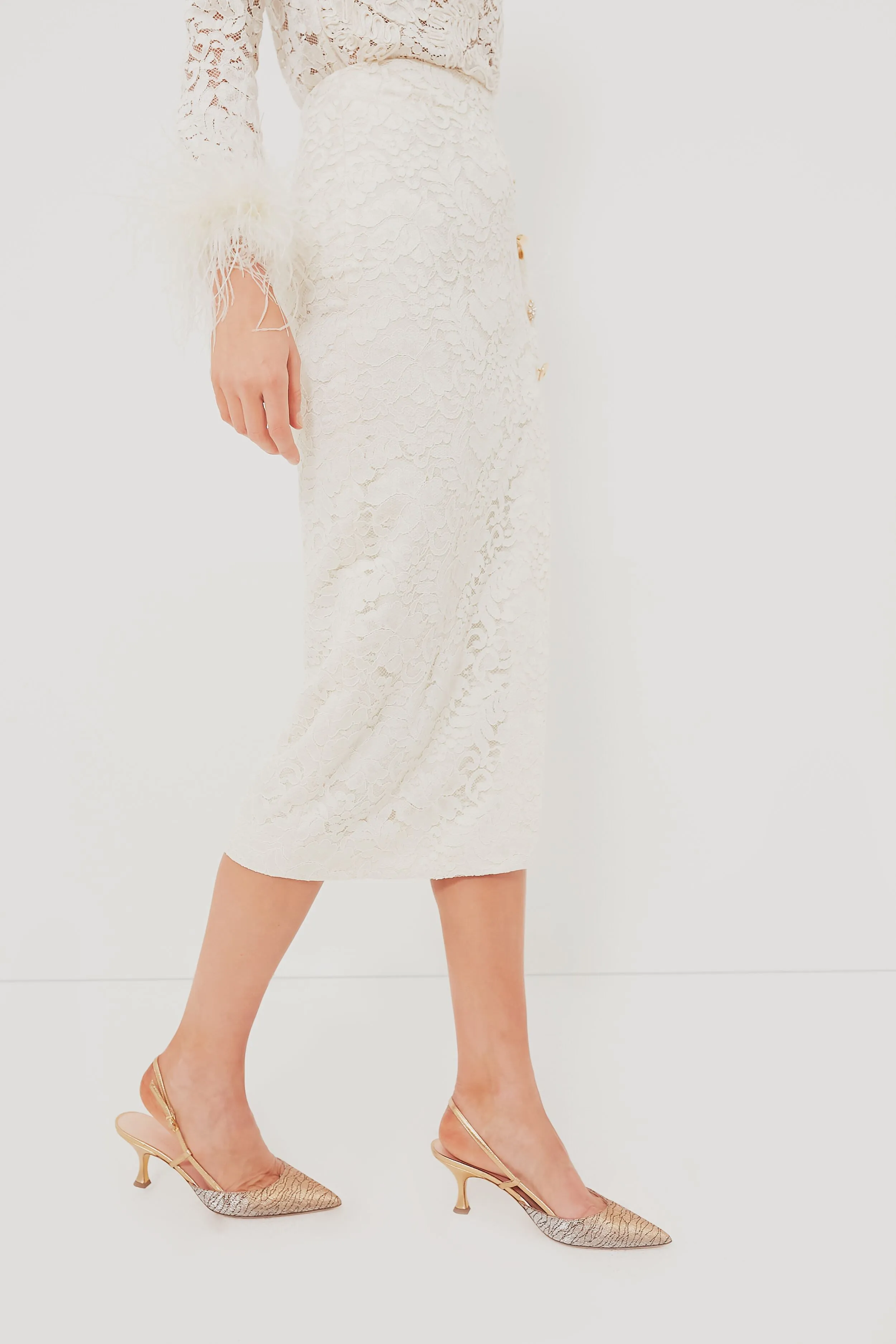 Cream Cord Lace Midi Skirt sold by Tuckernuck product image thumbnail 3