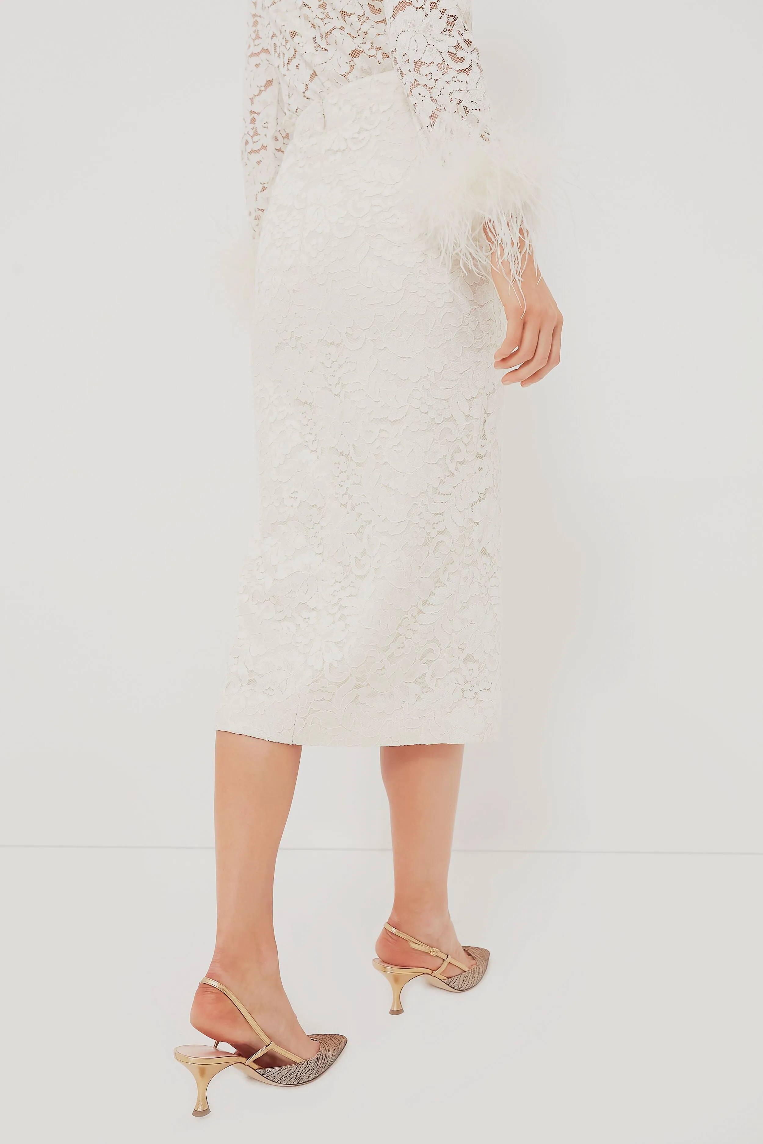 Cream Cord Lace Midi Skirt sold by Tuckernuck product image thumbnail 4