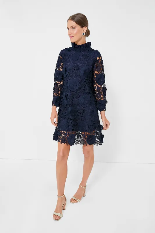 Navy Guipure Lace Daphne Dress sold by Tuckernuck
