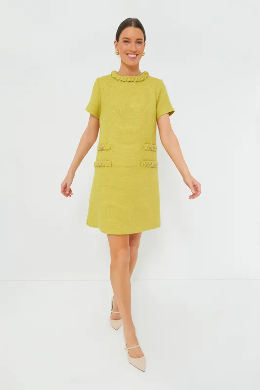 Chartreuse Tweed Jackie Dress sold by Tuckernuck