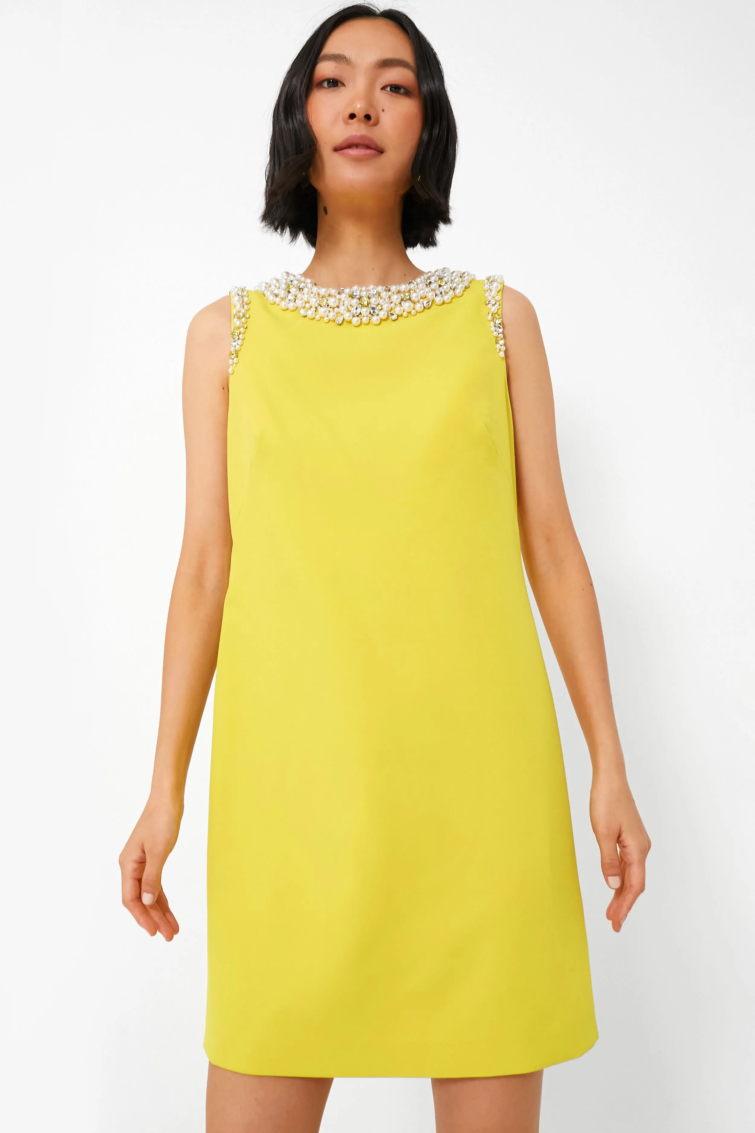 Chartreuse Jeweled Crepe Shift Dress sold by Tuckernuck product image thumbnail 2