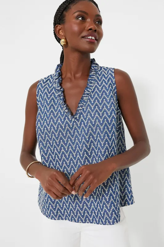 Denim Stripe Veronica Top sold by Tuckernuck