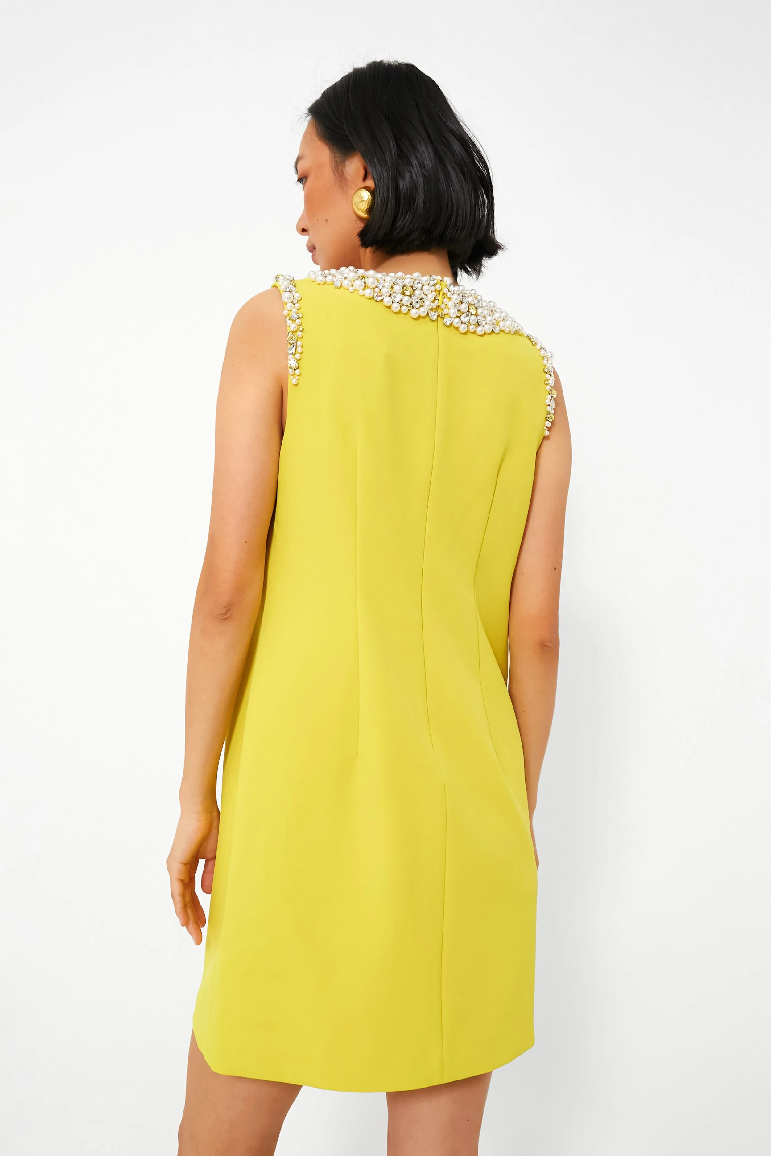 Chartreuse Jeweled Crepe Shift Dress sold by Tuckernuck product image thumbnail 4