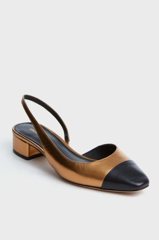 Dark Gold and Black Cecile Sling Back Flats sold by Tuckernuck