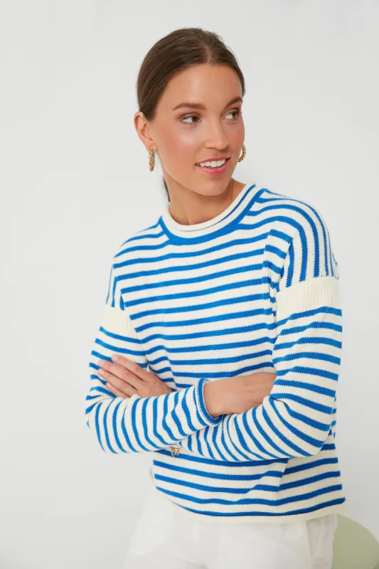 Ultramarine and Ivory Mariner Roll Neck sold by Tuckernuck