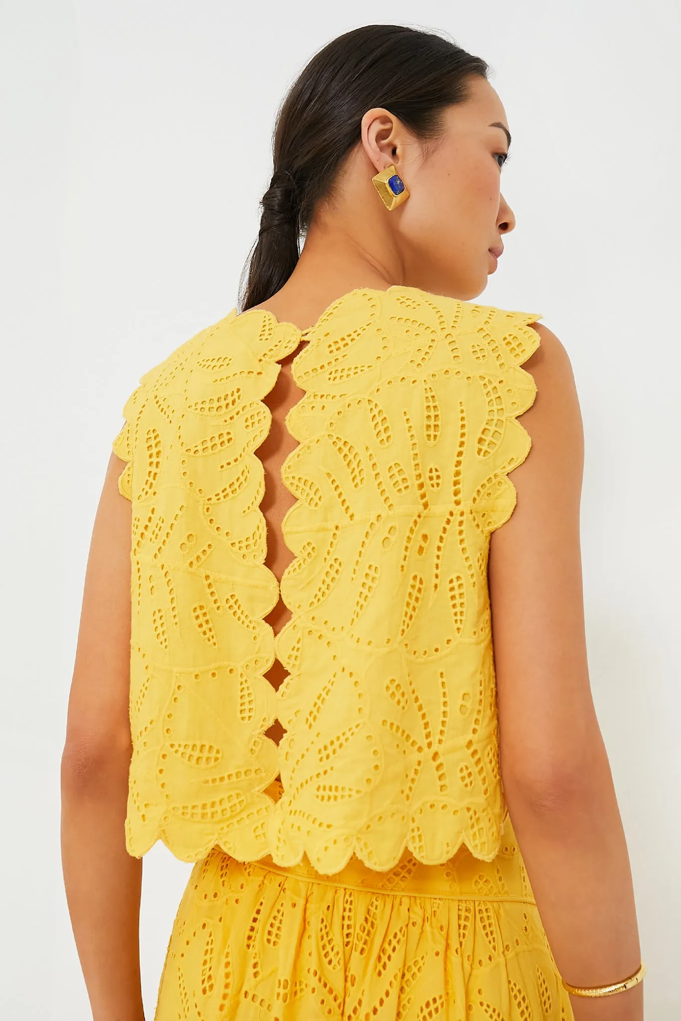 Yellow Monstera Eyelet Crop Top sold by Tuckernuck product image thumbnail 5