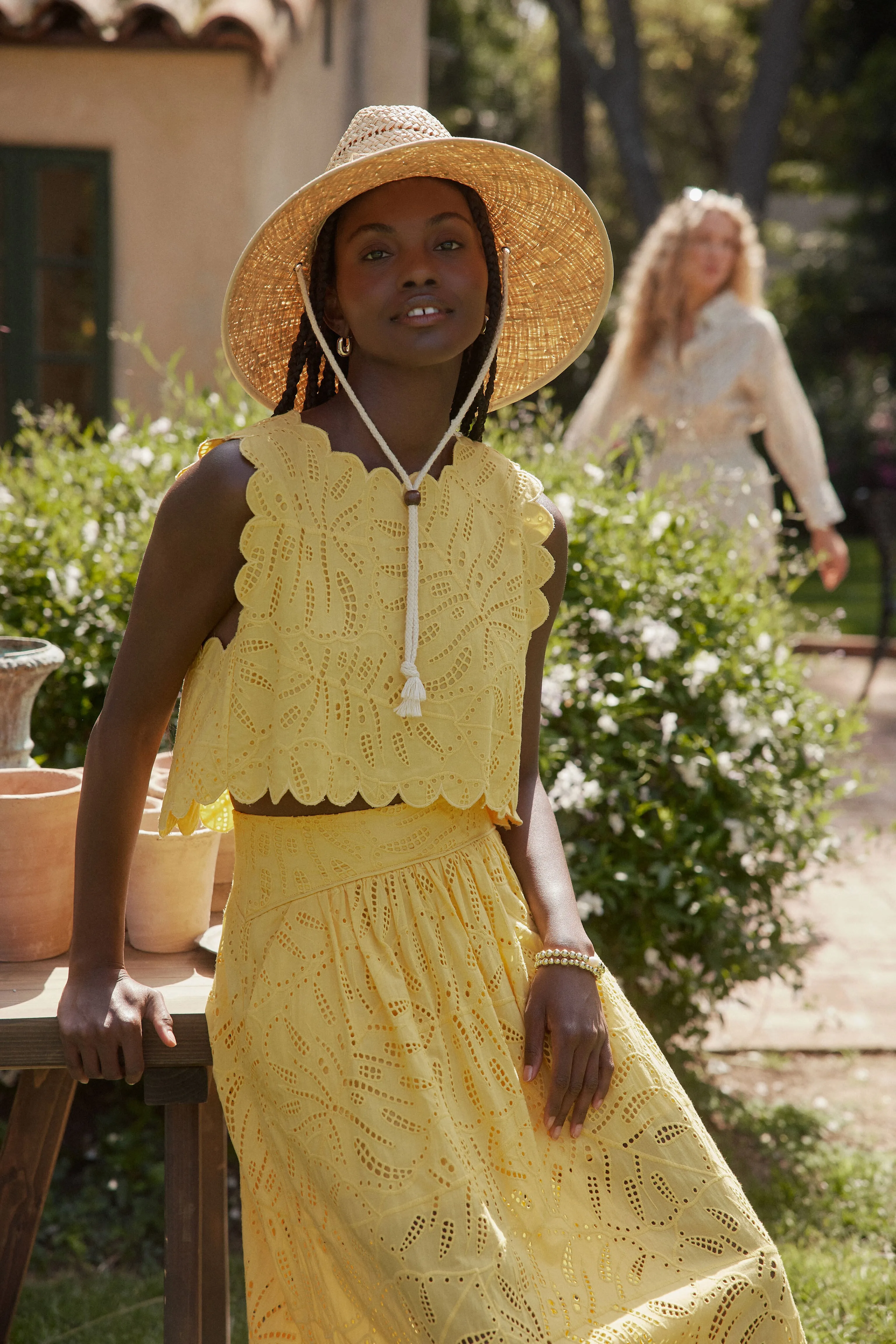 Yellow Monstera Eyelet Crop Top sold by Tuckernuck product image thumbnail 2