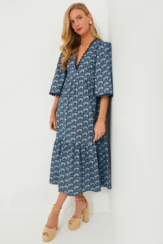 Slate Blue Floral Rhoda Ric-Rac Maxi Dress sold by Tuckernuck