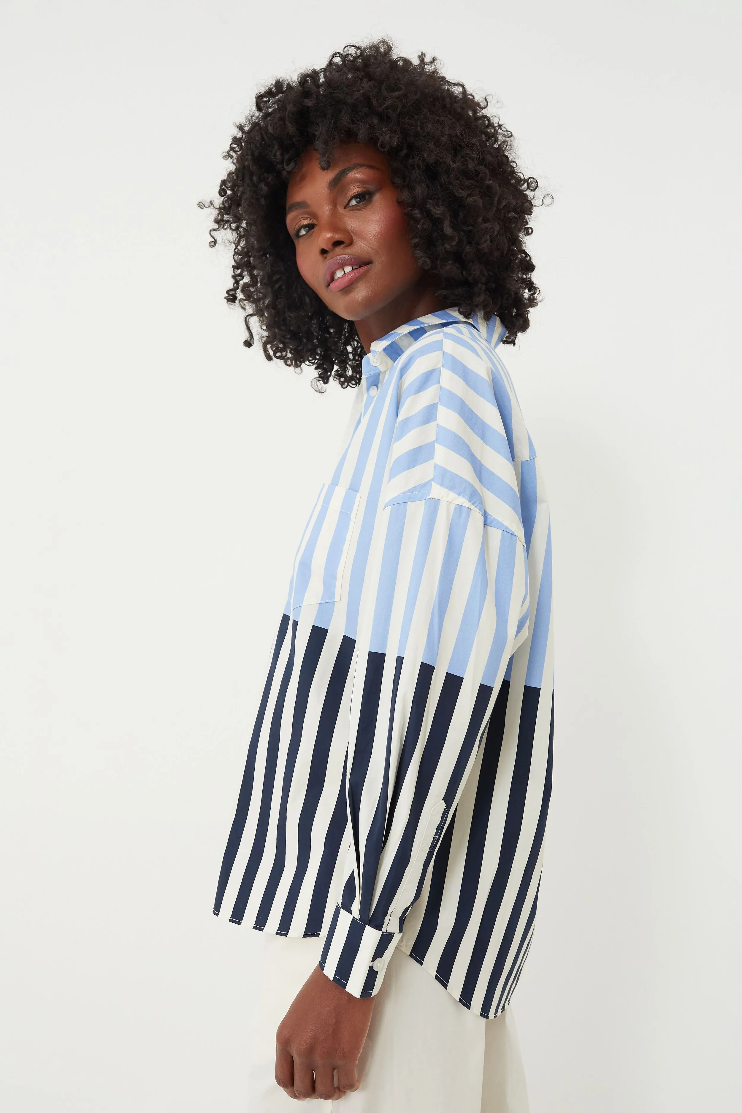 Navy and Azure Chiara Combination Stripe Shirt sold by Tuckernuck product image thumbnail 3