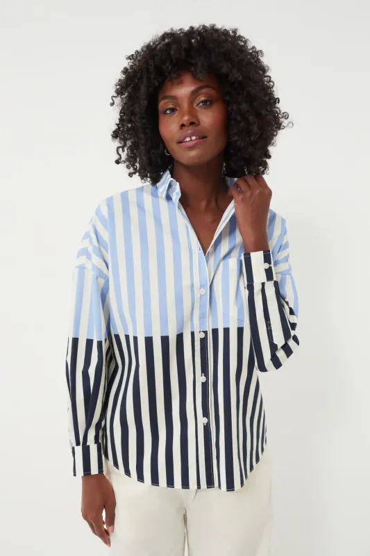 Navy and Azure Chiara Combination Stripe Shirt sold by Tuckernuck