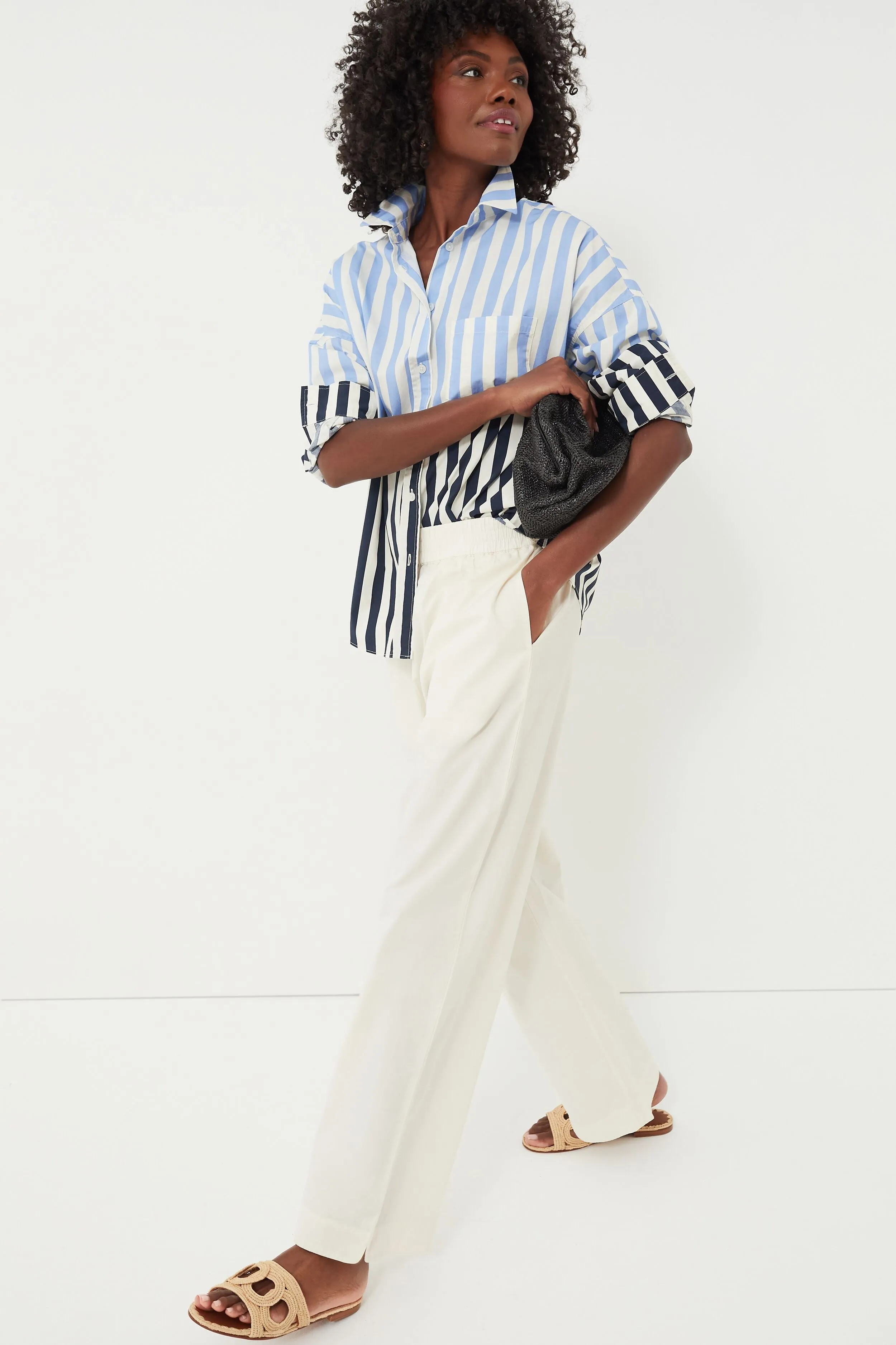 Navy and Azure Chiara Combination Stripe Shirt sold by Tuckernuck product image thumbnail 2