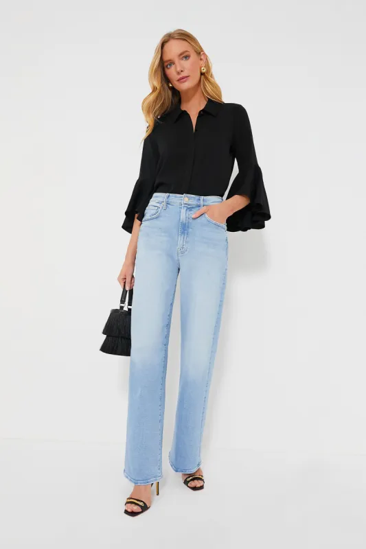 Black Norah Bell Sleeve Blouse sold by Tuckernuck