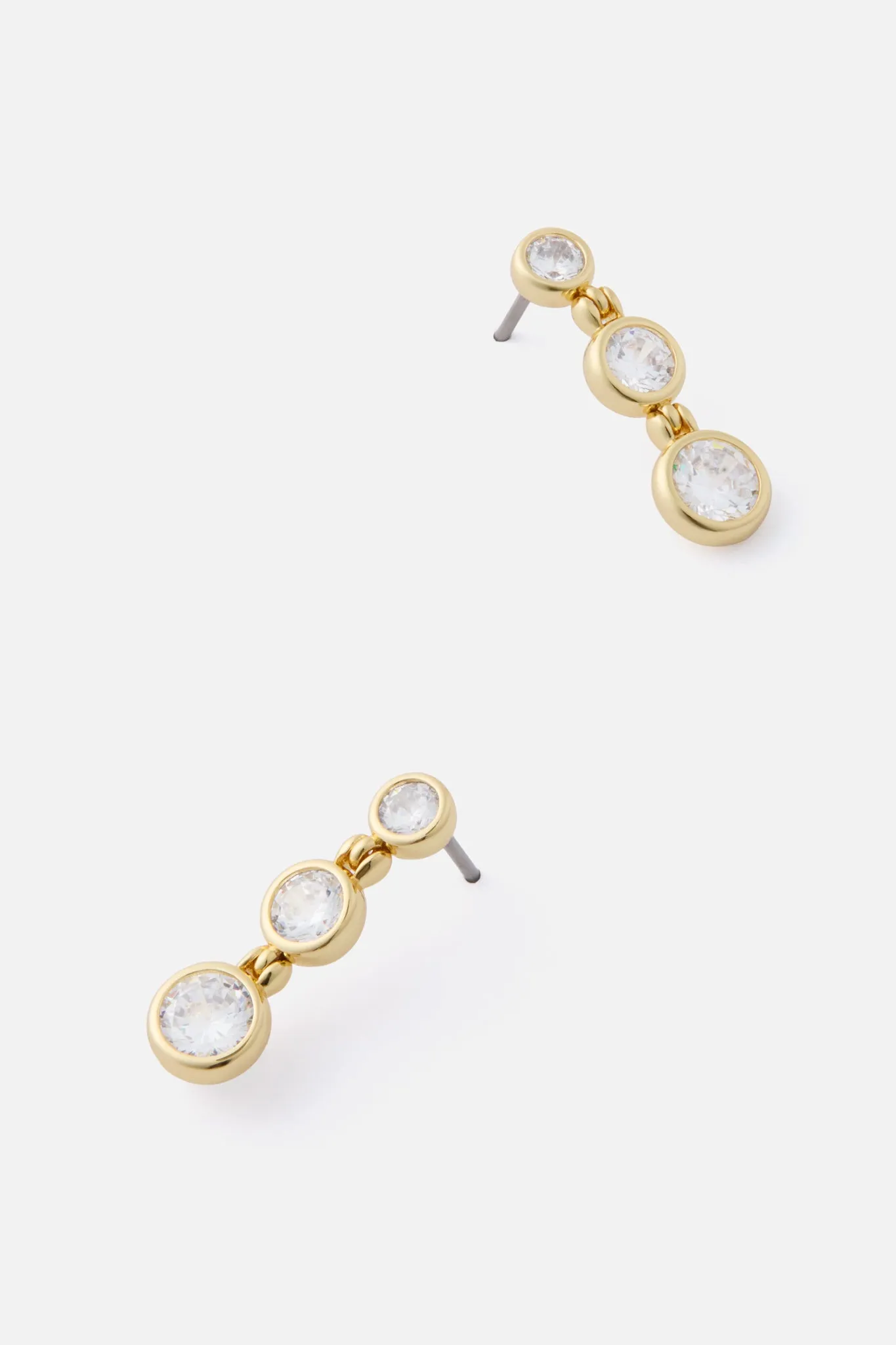 Gold Bezel Mini Drop Earrings sold by Tuckernuck product image thumbnail 3