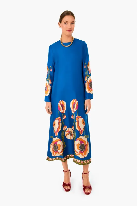 Poppies Blue Placee Long Sleeve Swing Dress sold by Tuckernuck