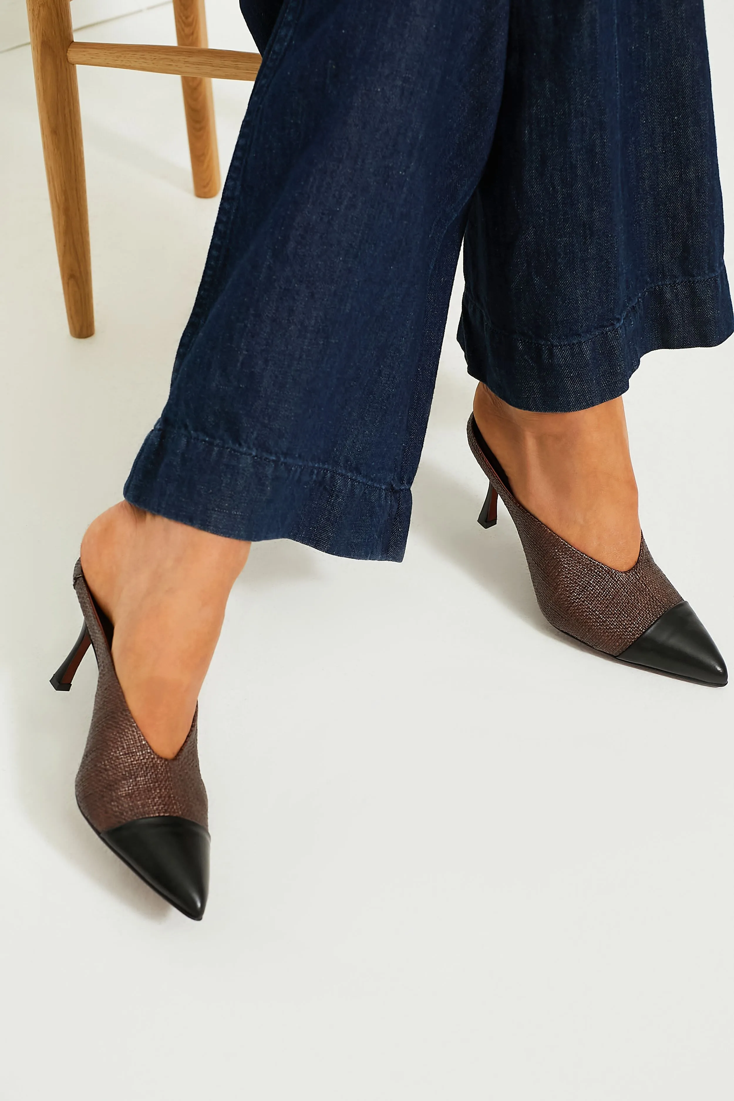 Ombra Raffia & Black Calf Leather La Spensierata Heels sold by Tuckernuck product image thumbnail 2