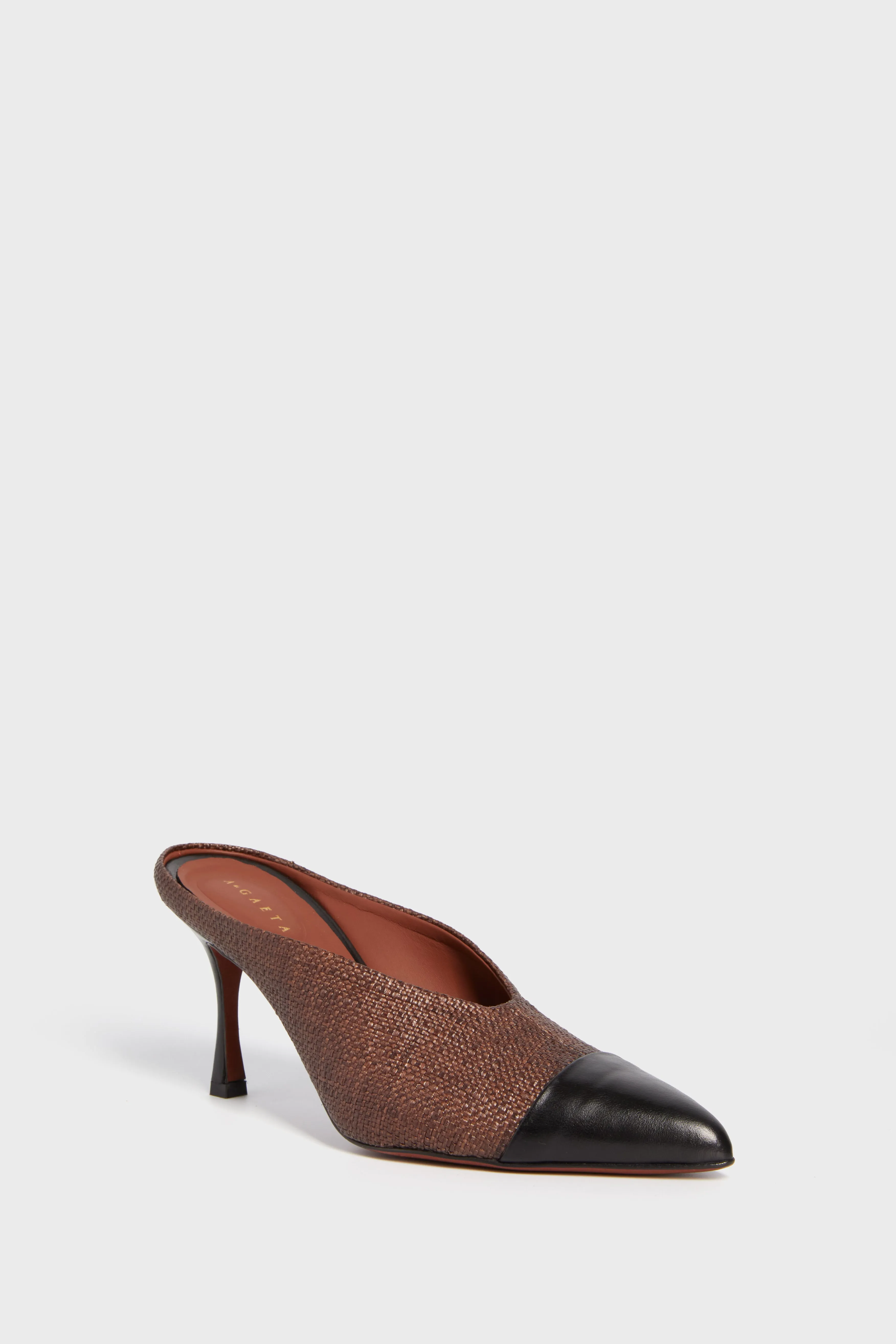 Ombra Raffia & Black Calf Leather La Spensierata Heels sold by Tuckernuck