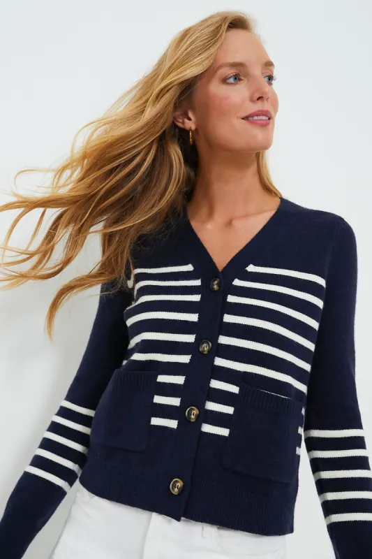 Navy and Ivory Nola Cardigan sold by Tuckernuck