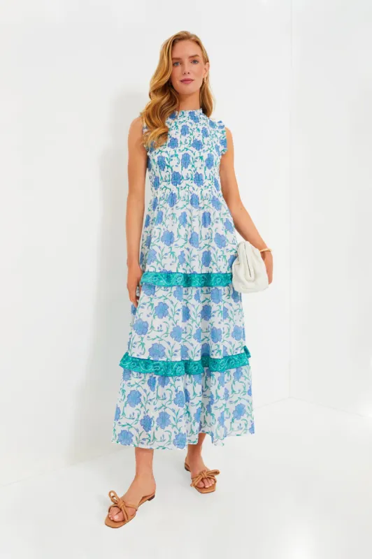 Poppy Blue Sleeveless Smocked Maxi sold by Tuckernuck