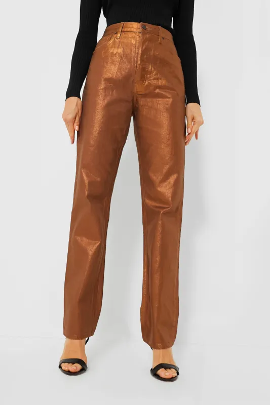 Bronze Daniela Metallic Straight Leg Pant sold by Tuckernuck