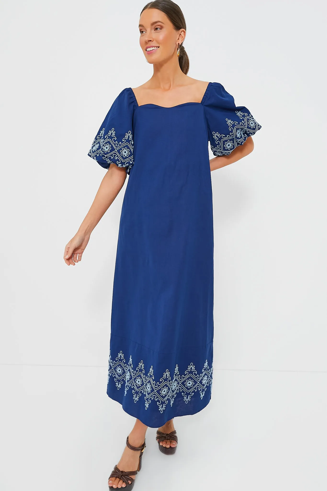 Royal with White Embroidery Maggie Maxi Dress sold by Tuckernuck product image thumbnail 2