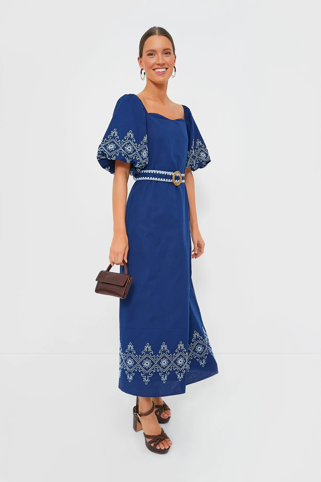 Royal with White Embroidery Maggie Maxi Dress sold by Tuckernuck product image thumbnail 3