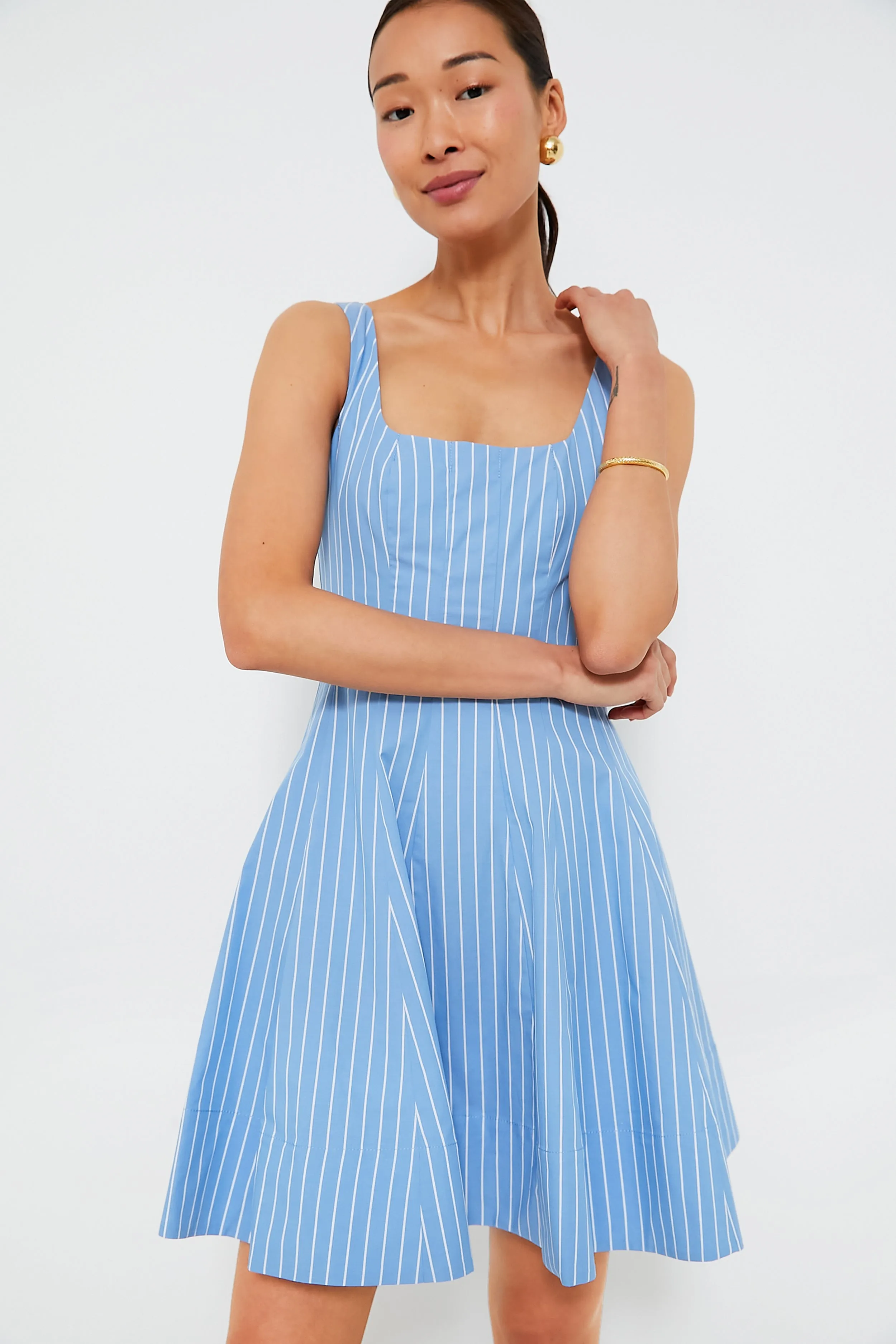 Azure Pinstripe Mini Wells Dress sold by Tuckernuck product image thumbnail 3