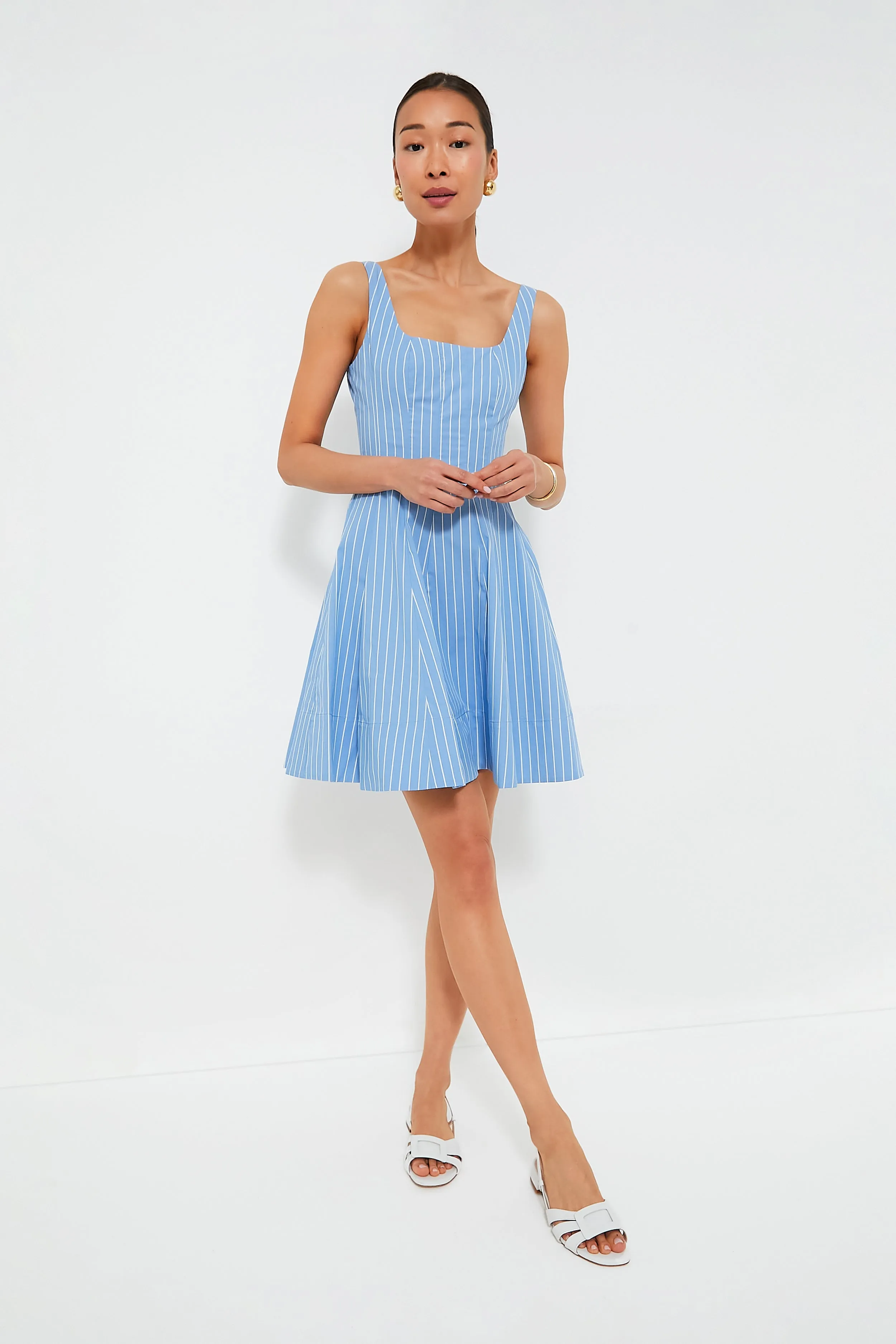 Azure Pinstripe Mini Wells Dress sold by Tuckernuck