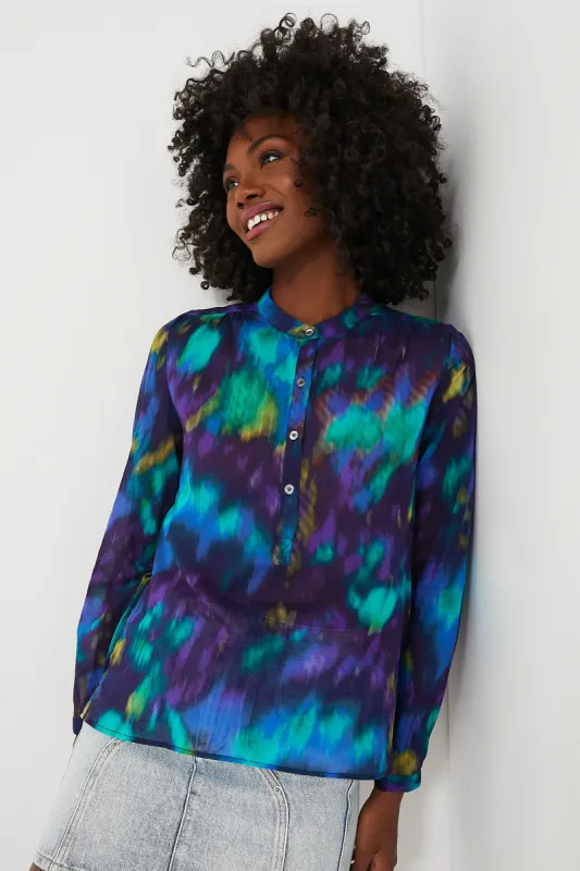 Blue Green Maria Watercolor Blouse sold by Tuckernuck