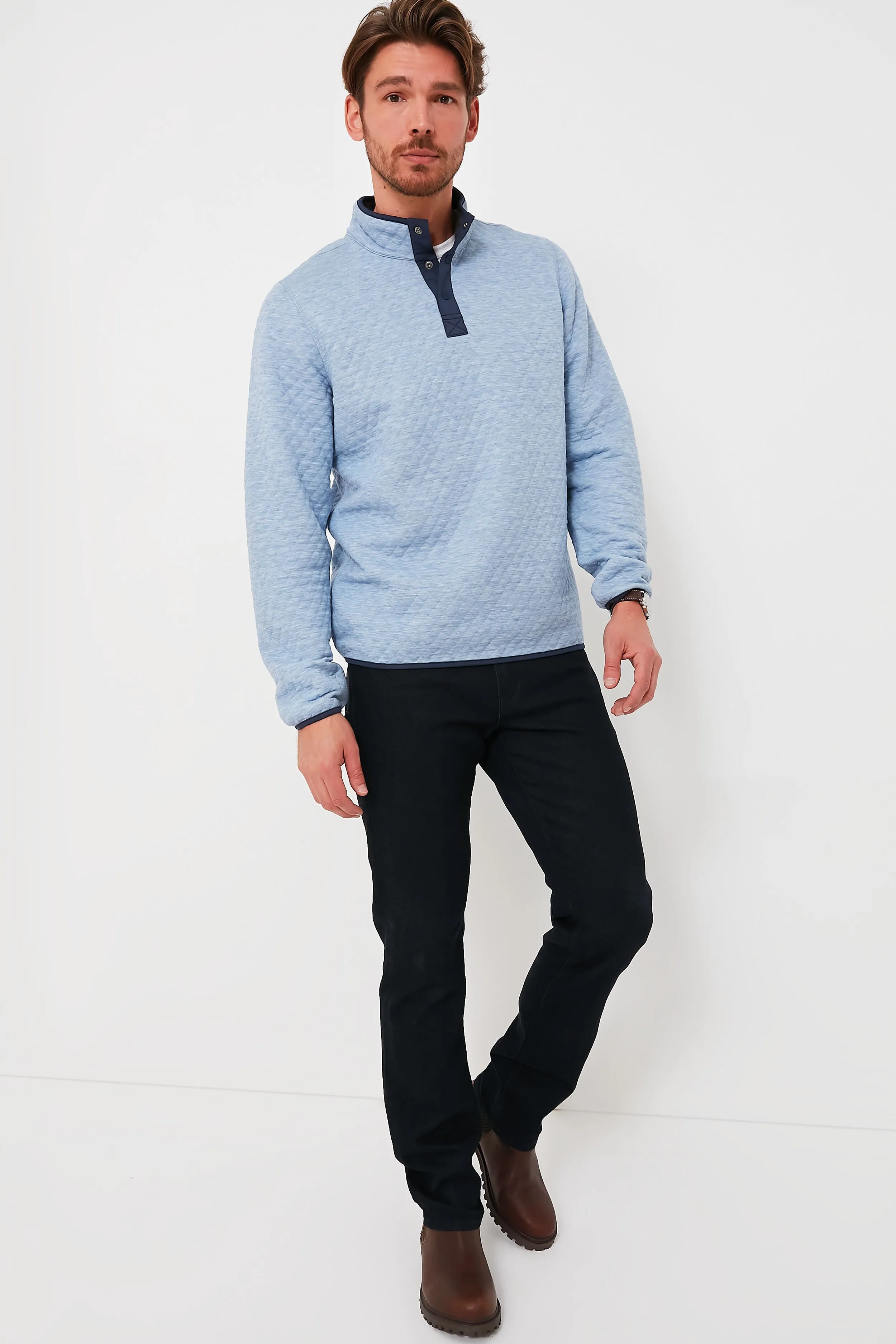 Light Blue Charcoal Heather Corbet Reversible Pullover sold by Tuckernuck product image thumbnail 2