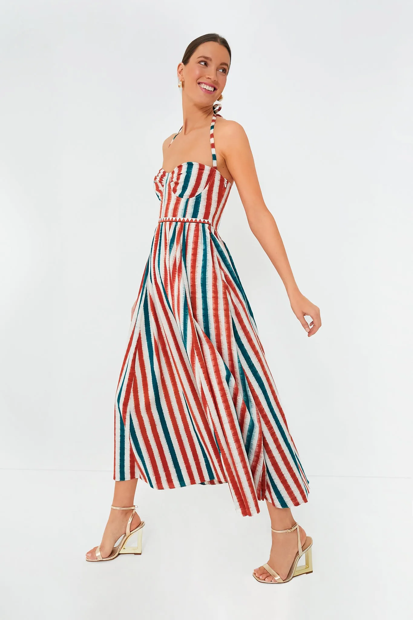 Brown Green Johanna Ikat Stripes Dress sold by Tuckernuck product image thumbnail 3