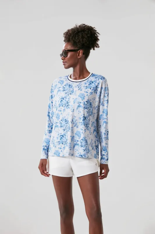Blue Bouquet Long Sleeve Ryan Boyfriend Tee sold by Tuckernuck