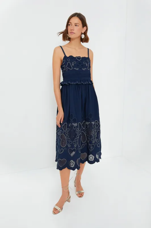 Navy Jeanetta Eyelet Sleeveless Dress sold by Tuckernuck