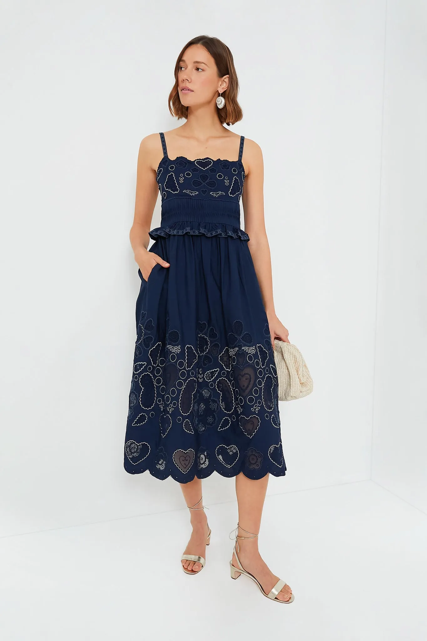 Navy Jeanetta Eyelet Sleeveless Dress sold by Tuckernuck product image thumbnail 2