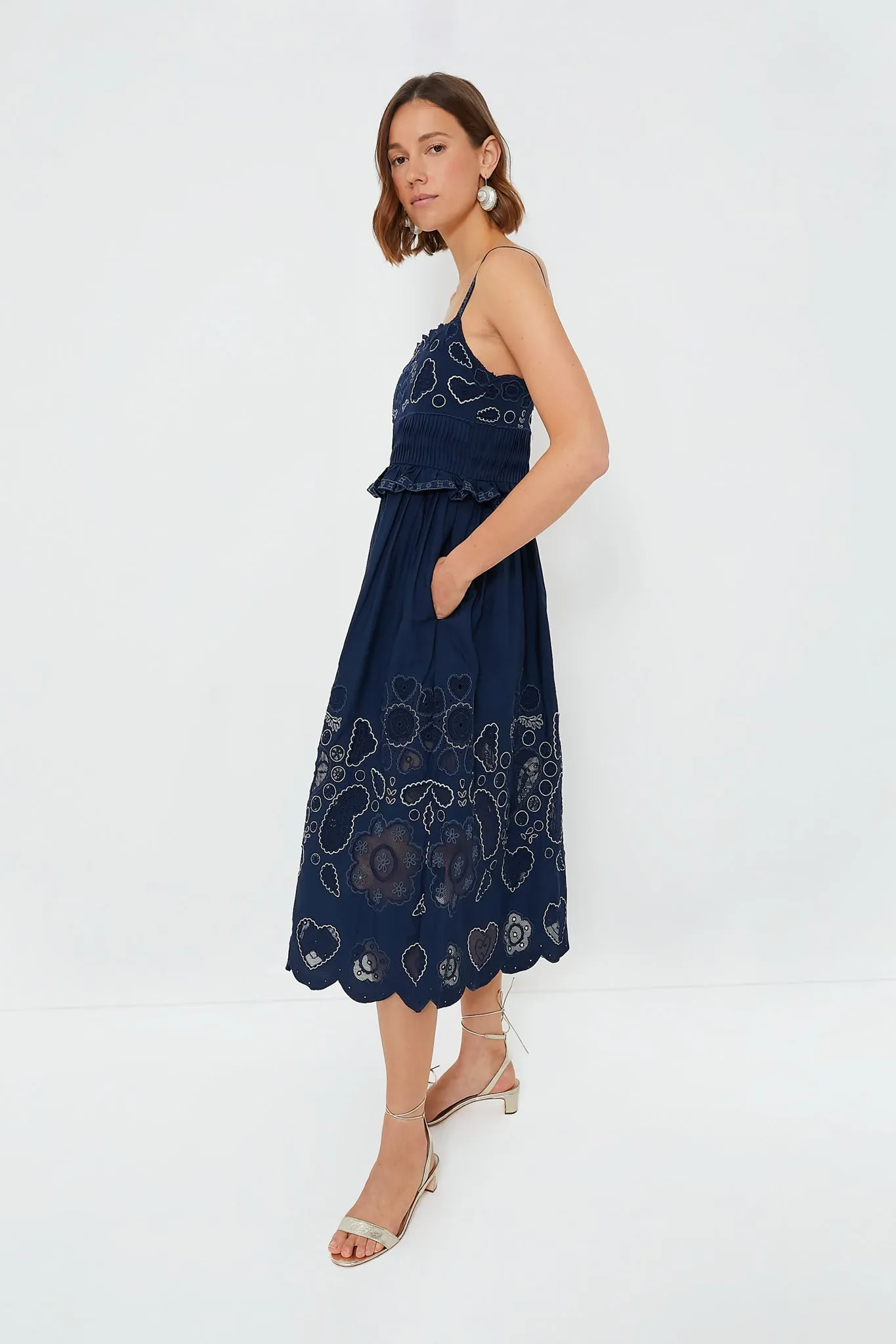 Navy Jeanetta Eyelet Sleeveless Dress sold by Tuckernuck product image thumbnail 3