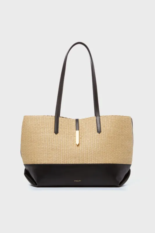 Warm Raffia and Black Tokyo Tote made by DeMellier