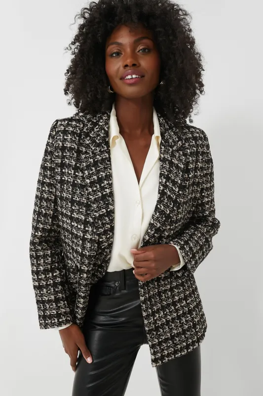 Tan and Black Tweed Madeleine Blazer made by Anine Bing