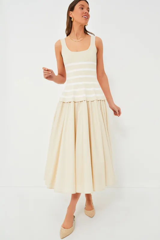 Sand Stripe Silas Knit Bodice Midi Dress sold by Tuckernuck