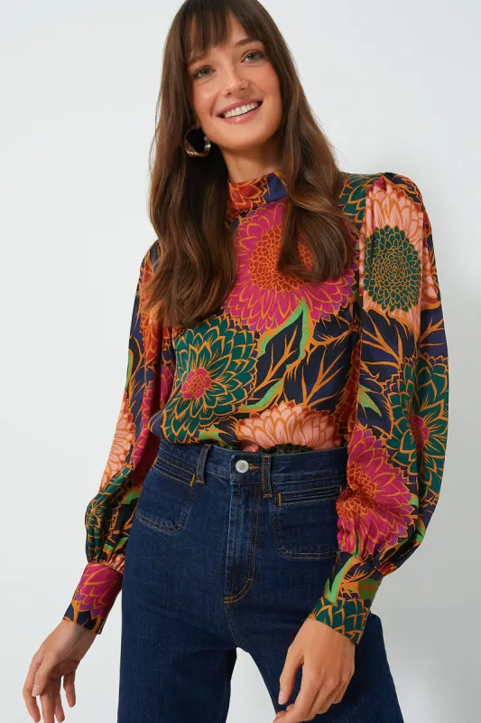 Vintage Garden Multicolor Satin Blouse sold by Tuckernuck