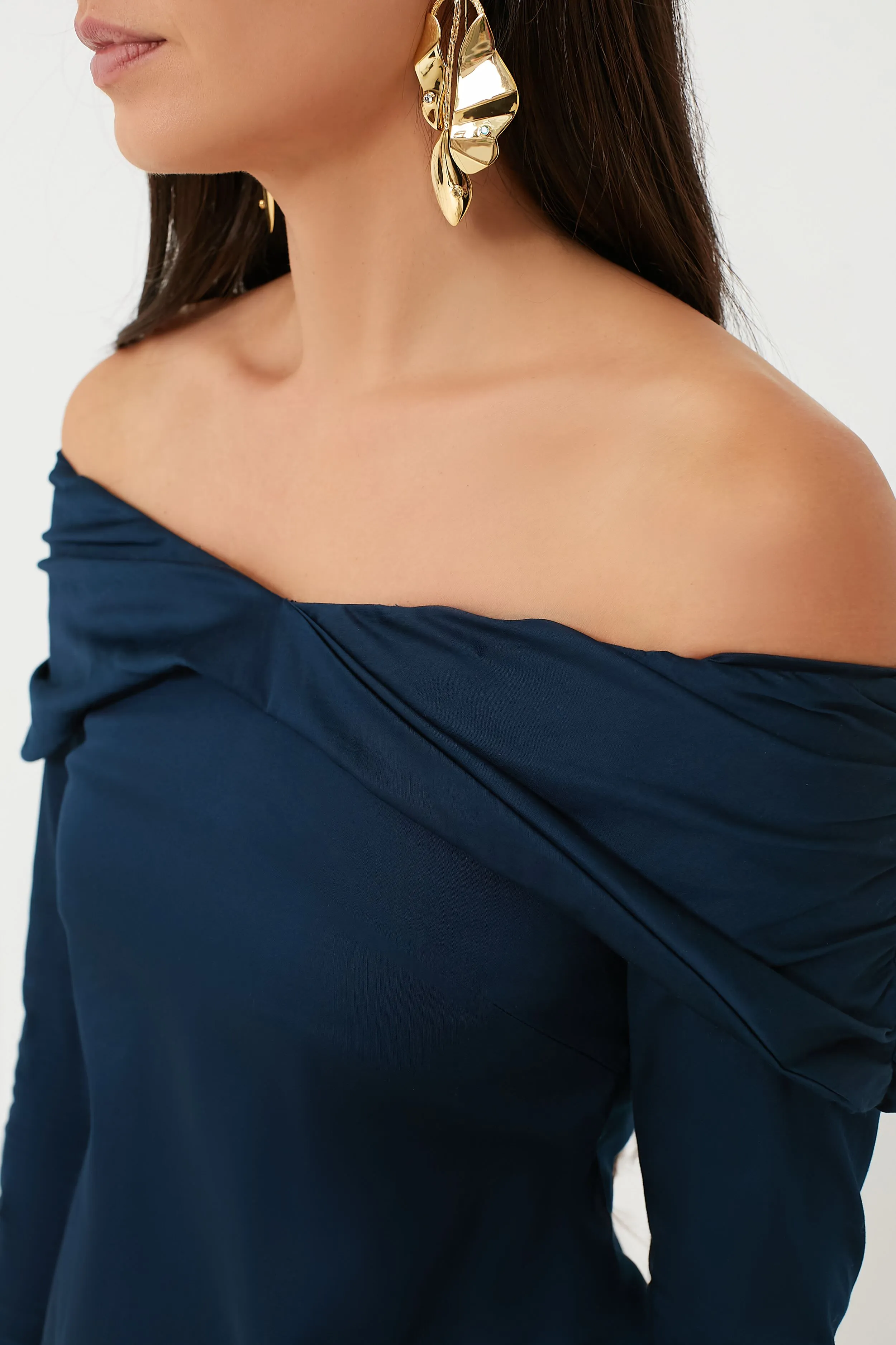 Navy Aliette Cotton Satin Midi Dress sold by Tuckernuck product image thumbnail 5