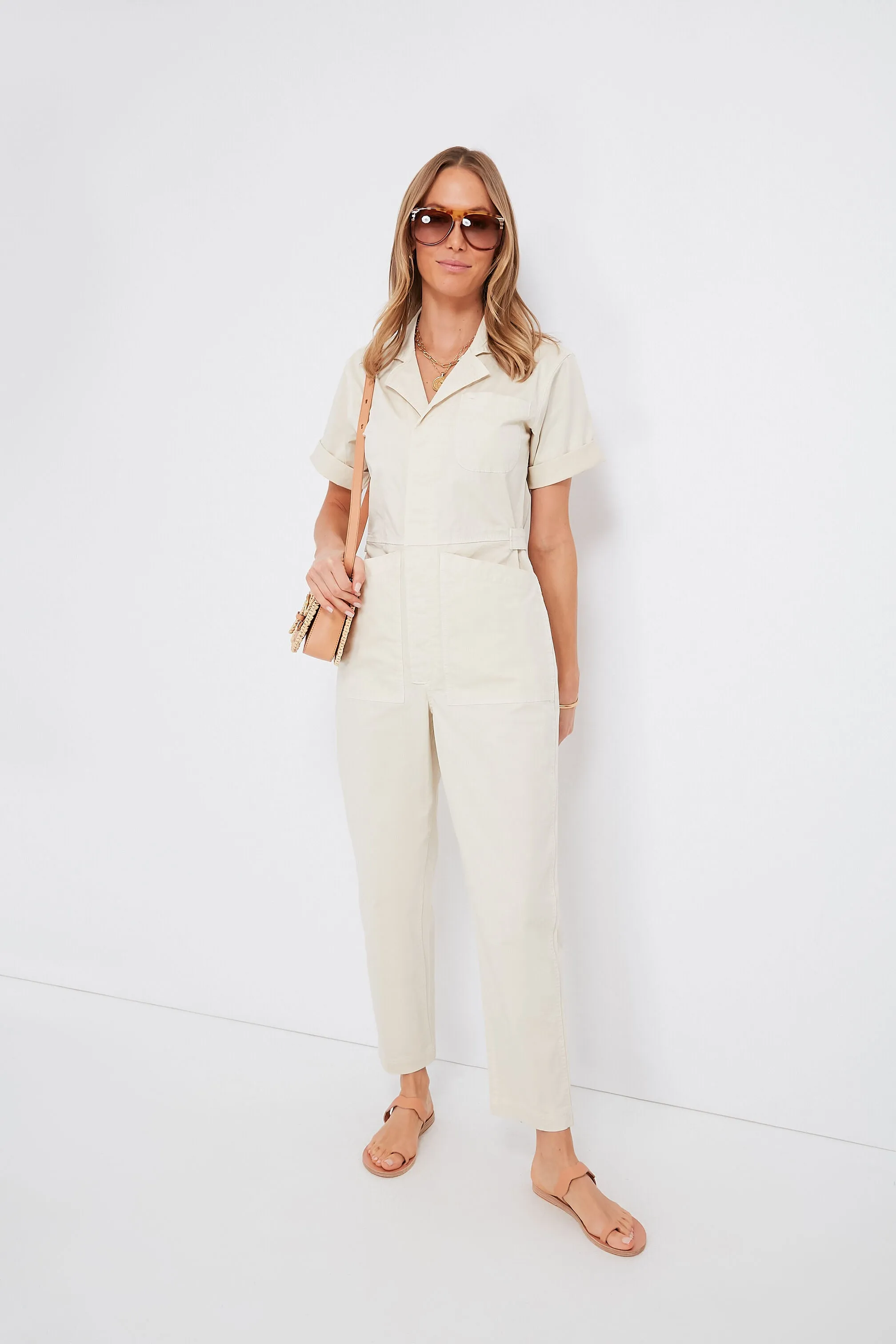 Oatmilk Standard Short Sleeve Jumpsuit sold by Tuckernuck product image thumbnail 2