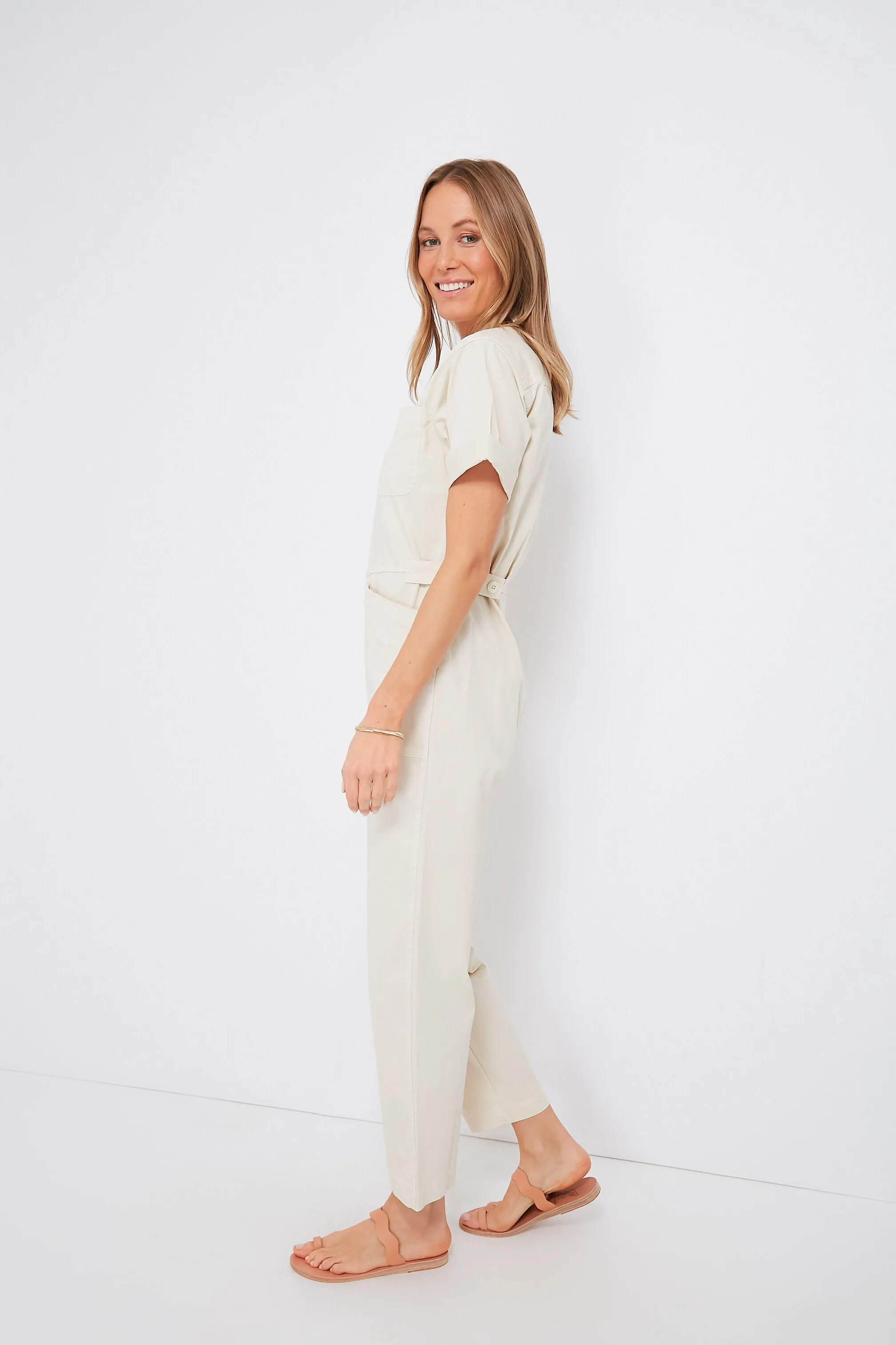 Oatmilk Standard Short Sleeve Jumpsuit sold by Tuckernuck product image thumbnail 3