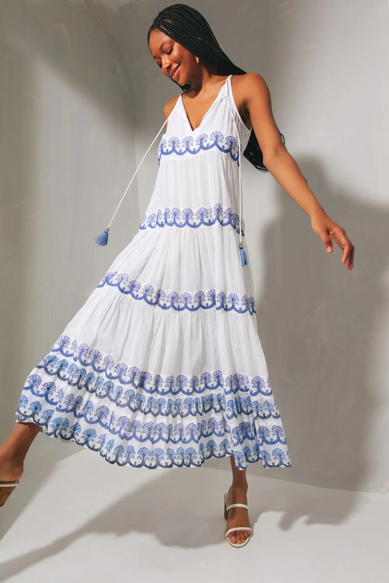 Holland Blue Long Tiered Tassel Dress sold by Tuckernuck product image thumbnail 2