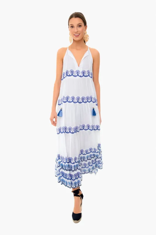 Holland Blue Long Tiered Tassel Dress sold by Tuckernuck