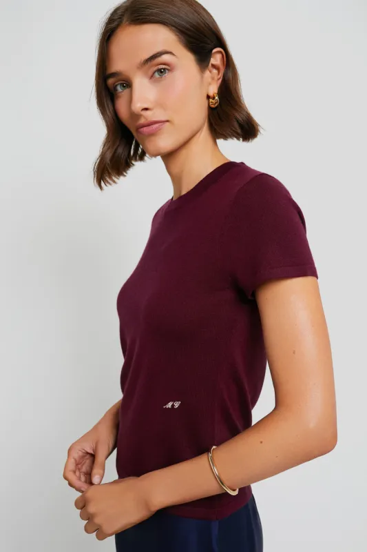 Oxblood Cashmere Silk Blend Katie Tee sold by Tuckernuck