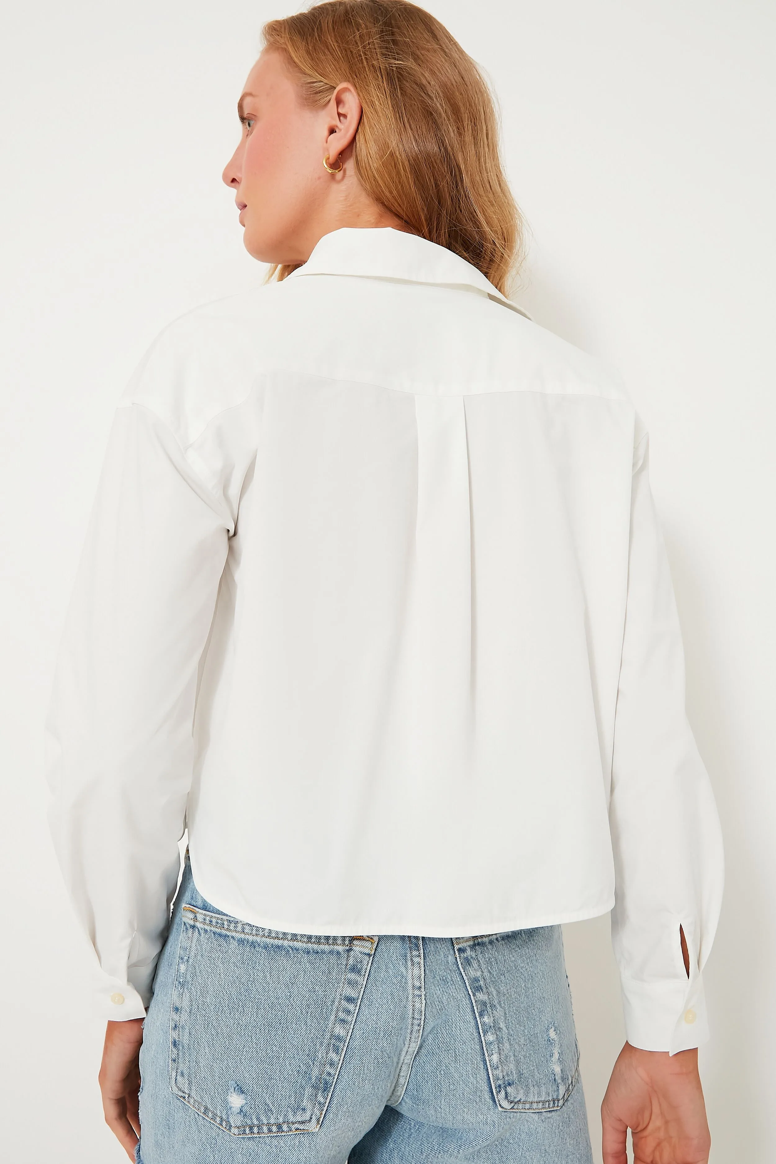 White Cropped Jasper Button Down sold by Tuckernuck product image thumbnail 4