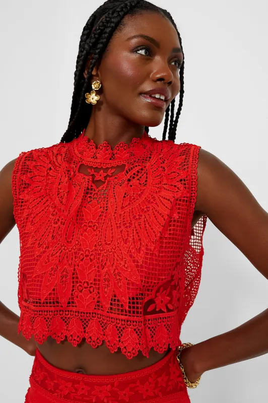 Red Toucan Guipure Sleeveless Top sold by Tuckernuck