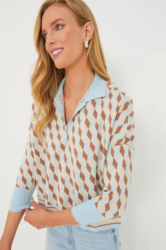 Ocean Spray Knit Geo Clayton Polo sold by Tuckernuck