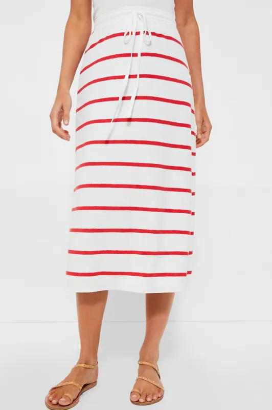 White and Flame Stripe Terry Towel Skirt sold by Tuckernuck