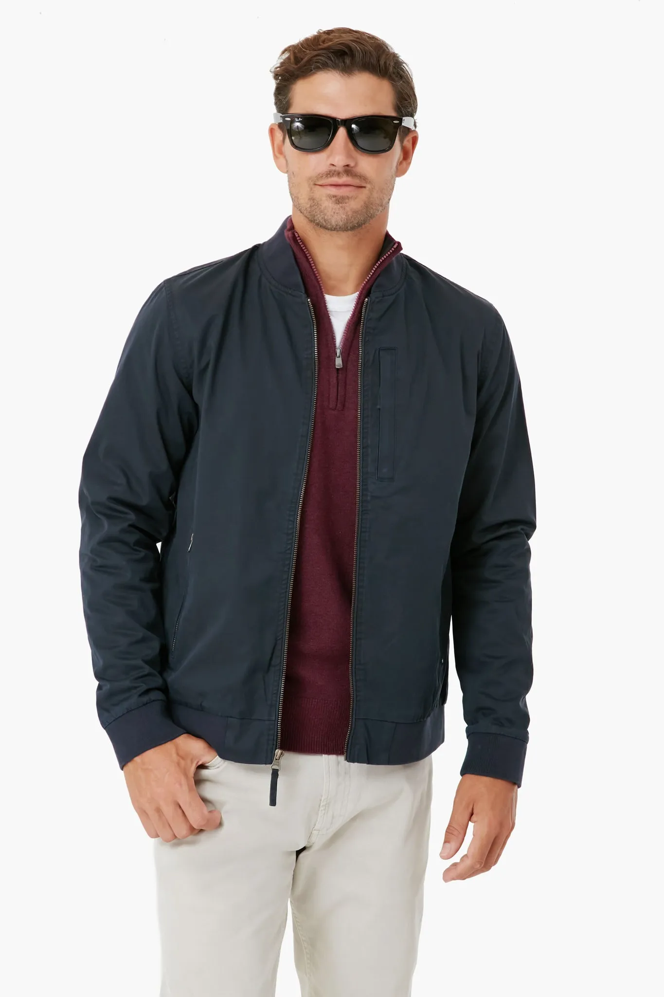 Blue Black Dry Wax Bomber sold by Tuckernuck