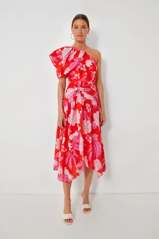 Dew Drop Floral Red Midi Dress sold by Tuckernuck